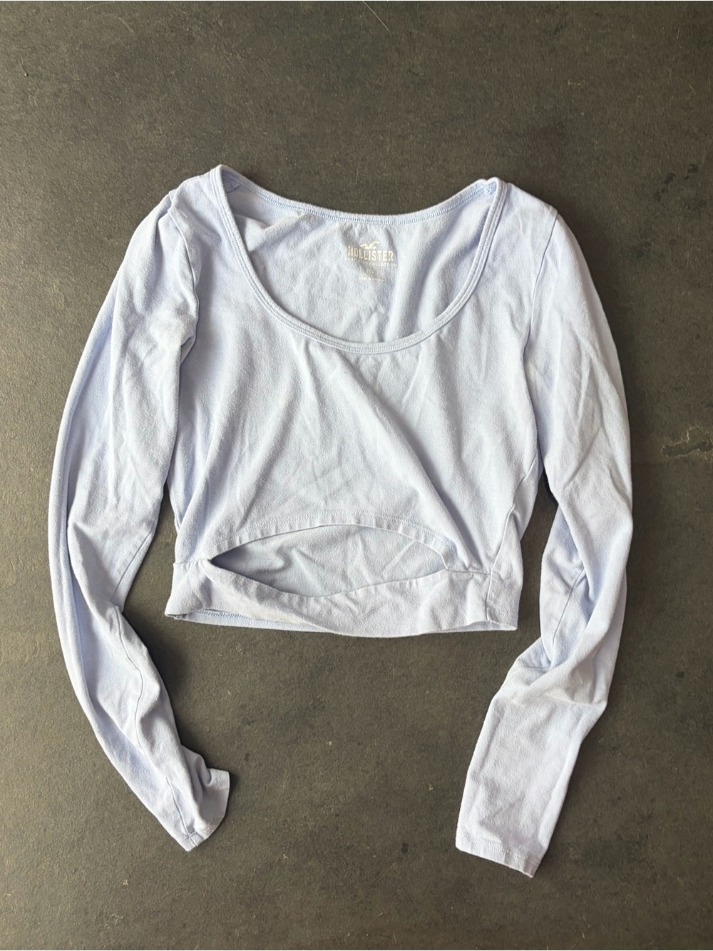 Hollister baby blue cut out long sleeve crop top